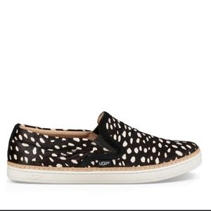 UGG Women's Soleda Exotic Trainer Slip-On Sneakers Black & White Cow Hair Size 8